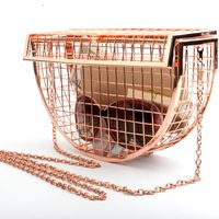 Women's Mini Metal Solid Color Streetwear Hollow Semicircle Lock Clasp Evening Bag main image 4