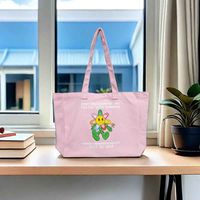 Women's Medium Cotton Cartoon Letter Basic Square Open Canvas Bag main image 5