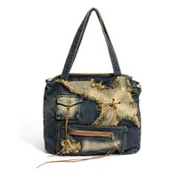 Women's Large Denim Solid Color Vintage Style Streetwear Zipper Crossbody Bag main image 5