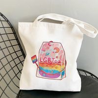 Mujeres Grande Lienzo Letra Arcoíris Básico Estilo Clásico Abierto Bolsa De Lona main image 1