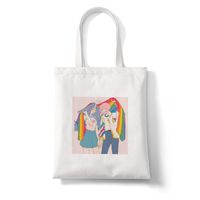 Women's Large Canvas Letter Rainbow Basic Classic Style Open Canvas Bag sku image 25