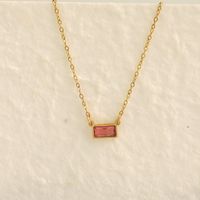 304 Stainless Steel 18K Gold Plated IG Style Modern Style Classic Style Inlay Rectangle Zircon Pendant Necklace sku image 7