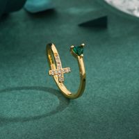 Copper 18K Gold Plated Classic Style Plating Inlay Cross Heart Shape Zircon Rings main image 1
