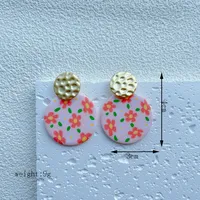 1 Paire Style Simple Style Classique Fleur Fait Main Argile Molle Boucles D'oreilles sku image 3