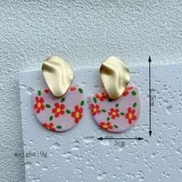 1 Paire Style Simple Style Classique Fleur Fait Main Argile Molle Boucles D'oreilles sku image 2