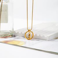 316 Stainless Steel  Casual Simple Style Plating Round Letter Pendant Necklace main image 5