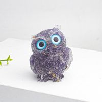 Cute Simple Style Owl Gem Crystal Agate Ornaments Artificial Decorations sku image 7