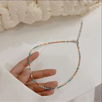 Wholesale Jewelry Simple Style Classic Style Flower Artificial Crystal Glass Beaded Pendant Necklace sku image 2