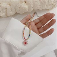 Wholesale Jewelry Simple Style Classic Style Flower Artificial Crystal Glass Beaded Pendant Necklace sku image 20