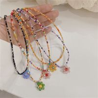 Wholesale Jewelry Simple Style Classic Style Flower Artificial Crystal Glass Beaded Pendant Necklace main image 1