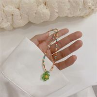 Wholesale Jewelry Simple Style Classic Style Flower Artificial Crystal Glass Beaded Pendant Necklace sku image 21