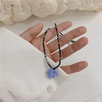 Wholesale Jewelry Simple Style Classic Style Flower Artificial Crystal Glass Beaded Pendant Necklace sku image 23