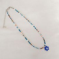 Wholesale Jewelry Simple Style Classic Style Flower Artificial Crystal Glass Beaded Pendant Necklace sku image 29