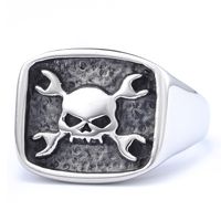 Hip-Hop Streetwear Solid Color 304 Stainless Steel Carving Men's Rings main image 6