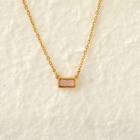 304 Stainless Steel 18K Gold Plated IG Style Modern Style Classic Style Inlay Rectangle Zircon Pendant Necklace sku image 6