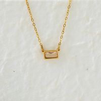 304 Stainless Steel 18K Gold Plated IG Style Modern Style Classic Style Inlay Rectangle Zircon Pendant Necklace sku image 11