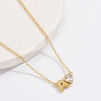 Copper Elegant Simple Style Inlaid Zircon Letter Heart Shape Pendant Necklace sku image 1