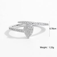 Sterling Silver 14K Gold Plated White Gold Plated Elegant Plating Inlay Round Oval Water Droplets Zircon Rings main image 4