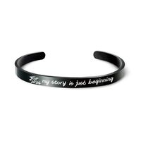 Preppy Style Simple Style Letter 304 Stainless Steel Carving Vacuum Vapor Plating Black Unisex Cuff Bracelets main image 4