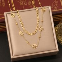 304 Stainless Steel 18K Gold Plated Elegant Commute Heart Shape Life Tree Butterfly Double Layer Necklaces main image 5