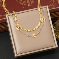 304 Stainless Steel 18K Gold Plated Elegant Commute Heart Shape Life Tree Butterfly Double Layer Necklaces main image 7