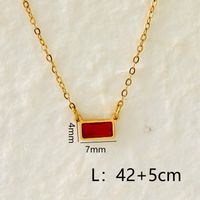 304 Stainless Steel 18K Gold Plated IG Style Modern Style Classic Style Inlay Rectangle Zircon Pendant Necklace sku image 1