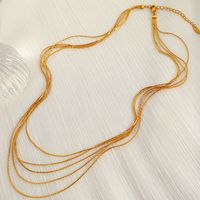 Titanium Steel 18K Gold Plated Simple Style Layered Plating Lines Layered Necklaces main image 1