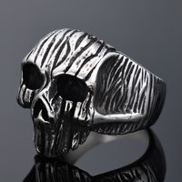 Hip-Hop Streetwear Skull 304 Stainless Steel Carving Men's Rings main image 6