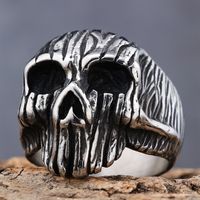 Hip-Hop Streetwear Skull 304 Stainless Steel Carving Men's Rings main image 11
