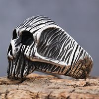 Hip-Hop Streetwear Skull 304 Stainless Steel Carving Men's Rings main image 9