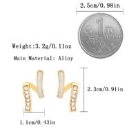 1 Pair Simple Style Commute Lines Inlay Alloy Rhinestones Gold Plated Ear Studs main image 2