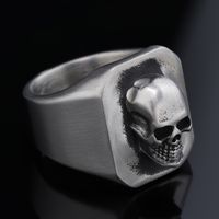 Hip-Hop Streetwear Skull 304 Stainless Steel Carving Men's Rings main image 3