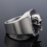 Hip-Hop Streetwear Skull 304 Stainless Steel Carving Men's Rings main image 5