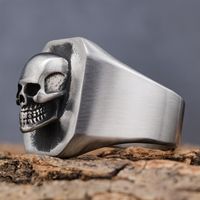 Hip-Hop Streetwear Skull 304 Stainless Steel Carving Men's Rings main image 6