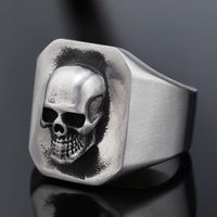 Hip-Hop Streetwear Skull 304 Stainless Steel Carving Men's Rings main image 9
