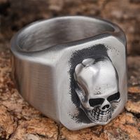 Hip-Hop Streetwear Skull 304 Stainless Steel Carving Men's Rings main image 10