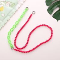 Cute Heart Shape Flower Arylic Nylon Beaded Mobile Phone Chain sku image 1