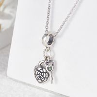 1 Piece Hole 4~4.9mm Sterling Silver Zircon Rhodium Plated Heart Shape Flower Key Polished Pendant main image 3