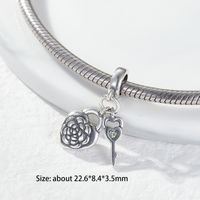 1 Piece Hole 4~4.9mm Sterling Silver Zircon Rhodium Plated Heart Shape Flower Key Polished Pendant main image 4