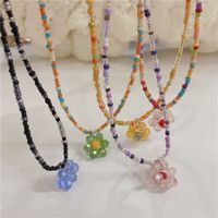 Wholesale Jewelry Simple Style Classic Style Flower Artificial Crystal Glass Beaded Pendant Necklace main image 5