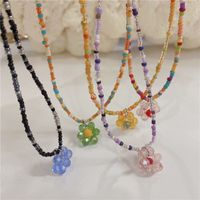 Wholesale Jewelry Simple Style Classic Style Flower Artificial Crystal Glass Beaded Pendant Necklace main image 8