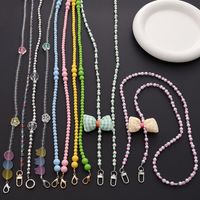 Simple Style Solid Color Bow Knot Arylic Nylon Beaded Mobile Phone Chain main image 1