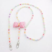 Simple Style Solid Color Bow Knot Arylic Nylon Beaded Mobile Phone Chain sku image 9