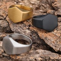 Hip-Hop Streetwear Solid Color 304 Stainless Steel Carving Men's Rings main image 11