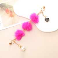 IG Style Sweet Round Flower Hairball Plating Inlay Rhinestones Pearl Mobile Phone Chain sku image 6