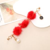 IG Style Sweet Round Flower Hairball Plating Inlay Rhinestones Pearl Mobile Phone Chain sku image 9