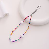 Cute Simple Style Clouds Arylic Nylon Metal Button Beaded Mobile Phone Chain main image 3