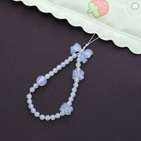 Cute Simple Style Clouds Arylic Nylon Metal Button Beaded Mobile Phone Chain main image 4
