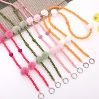 Sweet Simple Style Heart Shape Solid Color Plush Beaded Chain Mobile Phone Chain main image 1