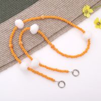 Sweet Simple Style Heart Shape Solid Color Plush Beaded Chain Mobile Phone Chain main image 3